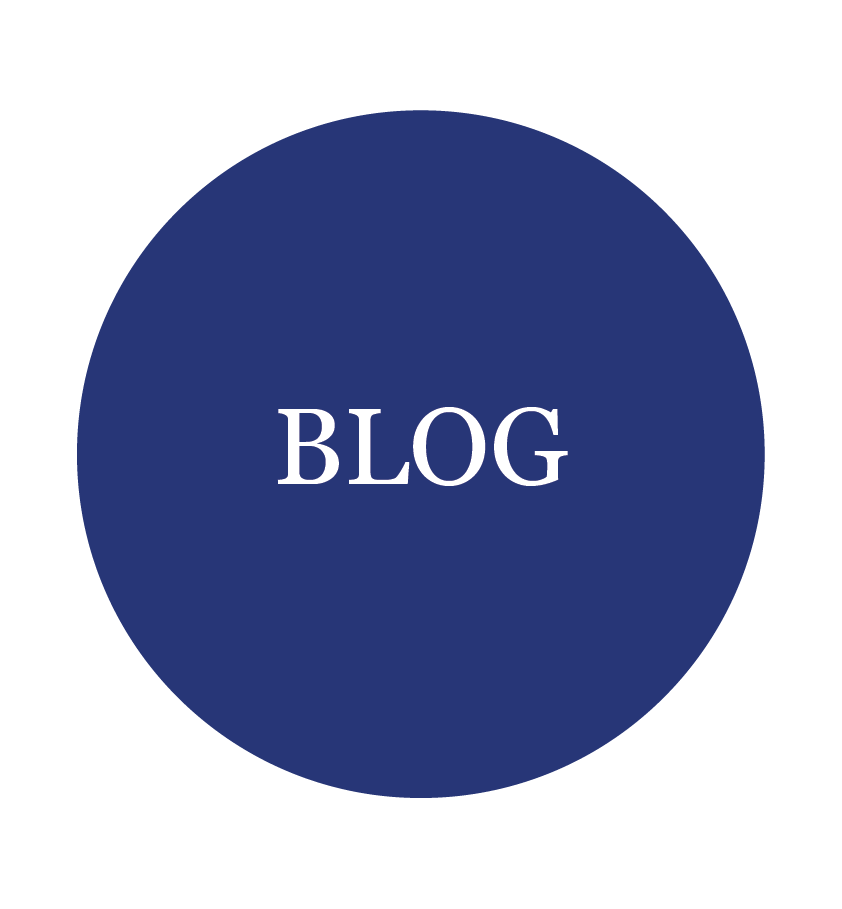 Circle button with blue background for "BLOG" Page.