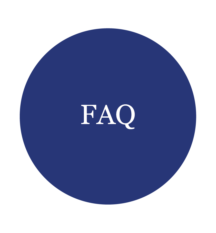 Circle button with blue background for "FAQ" Page.